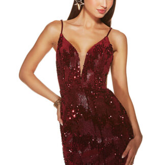Glamour with Sparkling Velvet Short Dress 4933